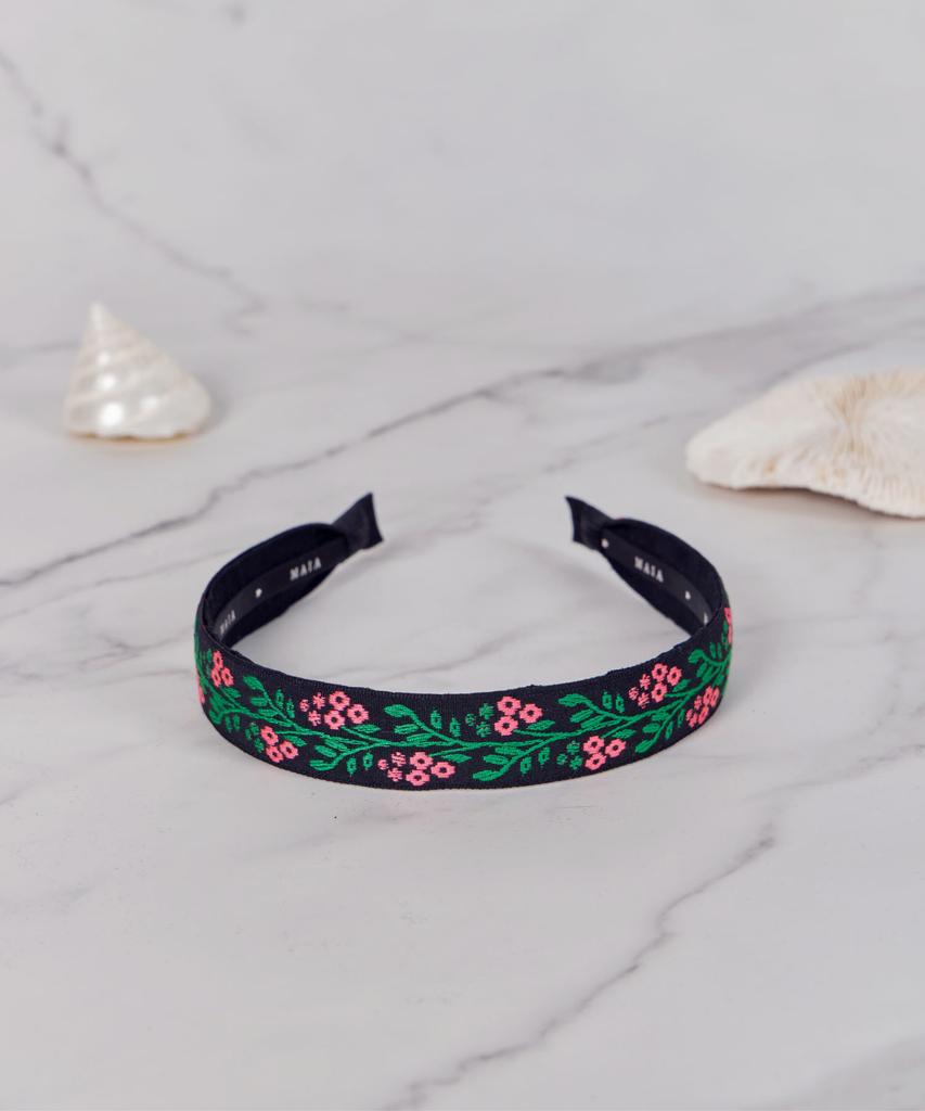 Maia Pink Vine Headband P-Green