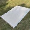 Linen Outdoor Picnic Mat Large Size Camping Ground Cloth Washable Tablecloth with Tassel  Grassland