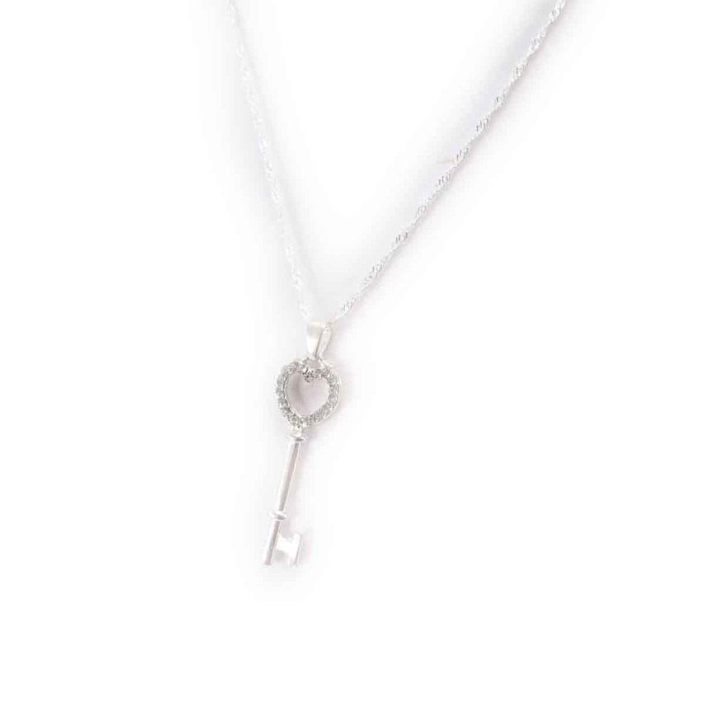 Les Trésors De Lily [J8498] - Designer Silver 'Key of Mysteries' Necklace