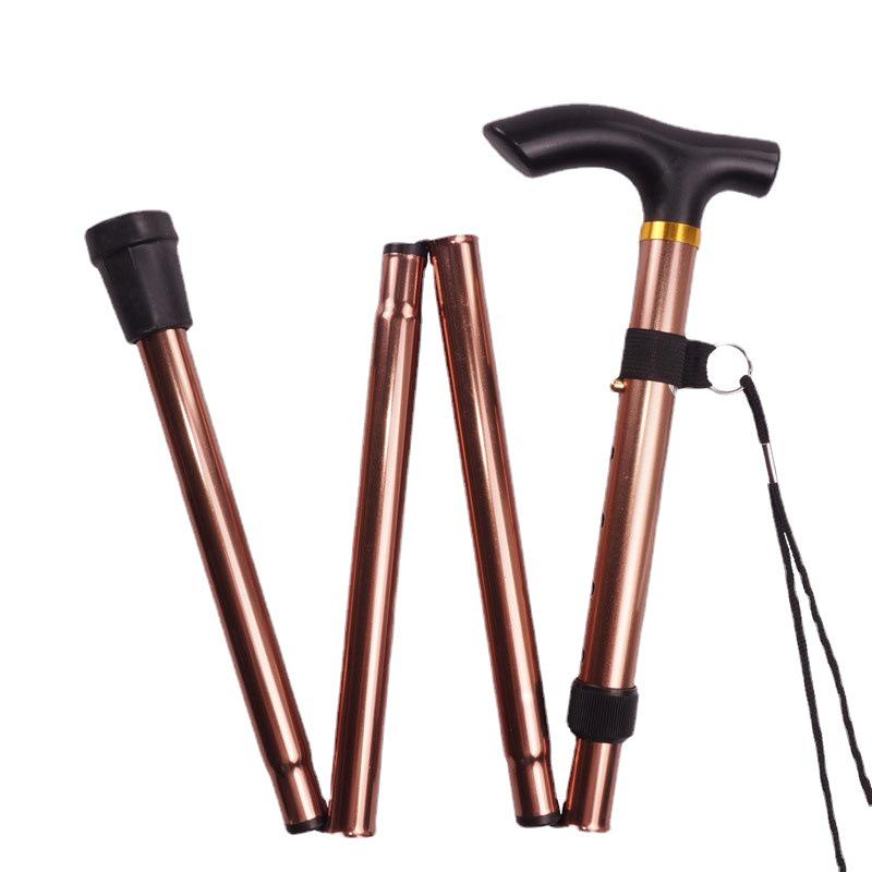Outdoor Folding Telescopic Trekking Pole - Five-Section Walking Stick for Elderly