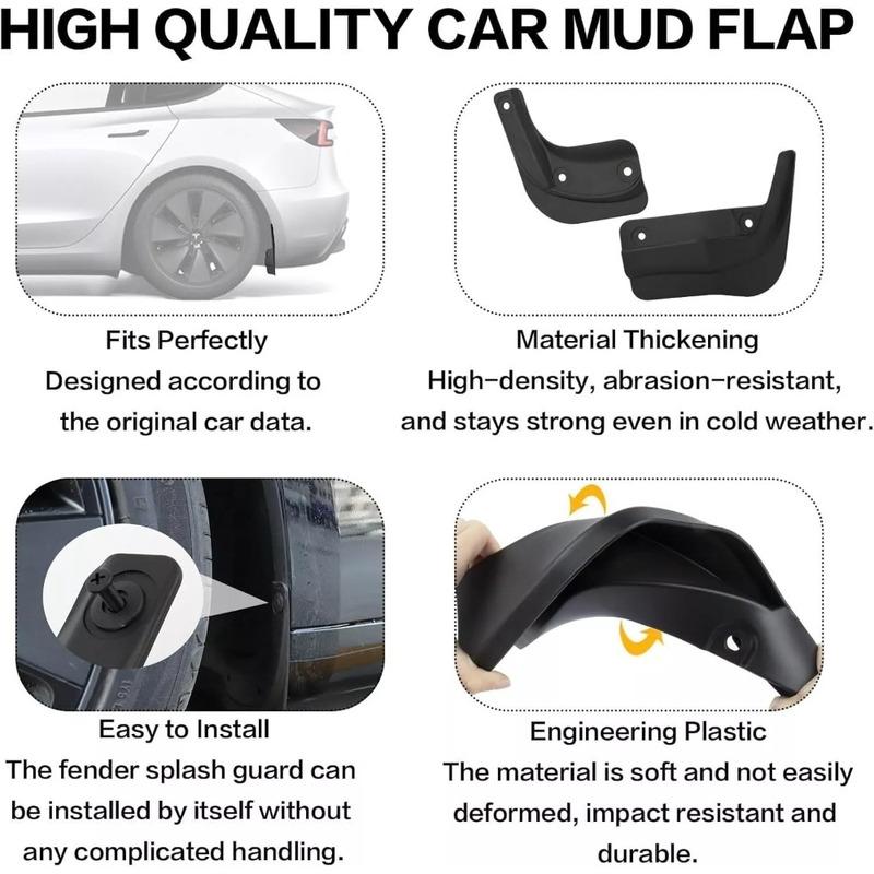 Soft Mud Flaps For Tesla Model Y 3 Highland Accessories TPE Mudguards Original Design Fender Anti-Snow Anti-Sand Guard Protector