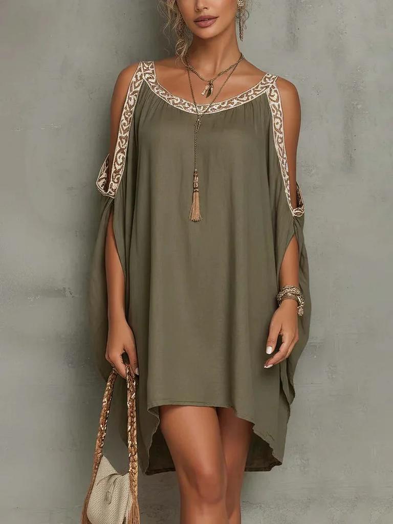 Sommar Ny Ärmlös Bomull Linne Klänning Lös Passform Elegant Trendig Halterneck Camisole Lång Klänning