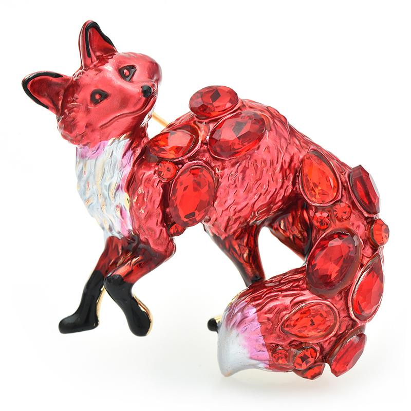 Crystal Fox Badge for Women Unisex Lovely Enamel Animal Party Casual Brooch Pins Gifts