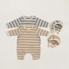 Korean-Style Ribbed Footed Romper: Colorful, Long-Sleeve, Unisex Baby Jumpsuit for Autumn.
