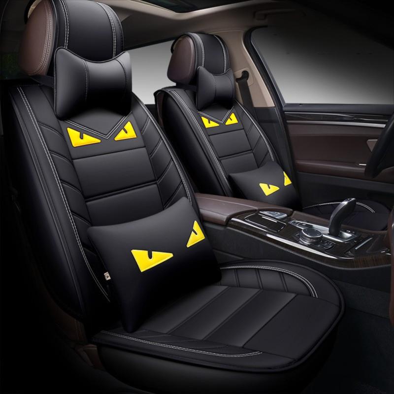 Cat-eye Devil Car Seat Cushion PU Leather Car Seat Covers Breathable and Waterproof Faux Leather Automotive Seat Covers