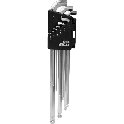 SK11 (SK11) Short Head Hex Key Set, Metric Size, 9-Piece Set, Approx. 25 Incline, Extra Long, SLSW09EL