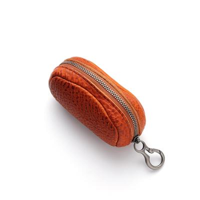 IJUN Vintage Zippered Key Handmade from Leather Case, Vegetable-Tanned (Orange)