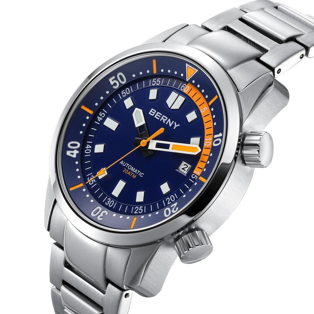 BERNY Orologio Orologio Automatico Orologio da Immersione Orologio Meccanico Automatico Impermeabile 20ATM Vetro Zaffiro Orologio Super Luminoso da Sub da Uomo da Uomo da Sub