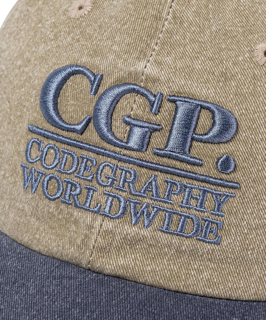CGP Square Logo Washed Color Block Ball Cap_Light Khaki