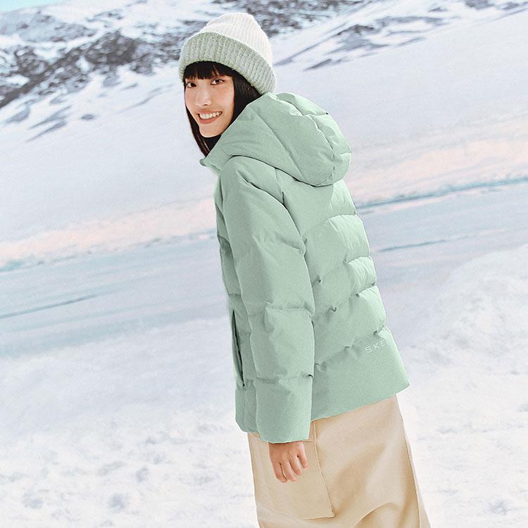 Skechers Windproof Waterproof Oil-Resistant Warm Anti-Cold Anti-Static Antibacterial Sports Casual Comfortable Hooded Short Down Jacket P424W058-04PY