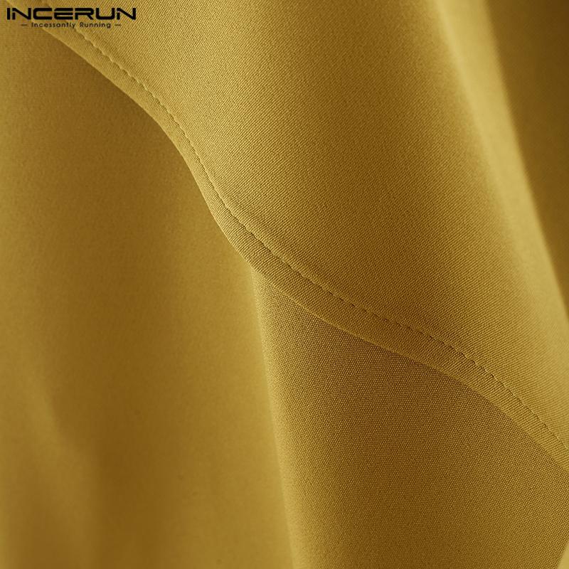 INCERUN Casacos Blazer Masculinos Oversized Gola Lapela Manga Comprida Botões Laterais Casual Solto Fino