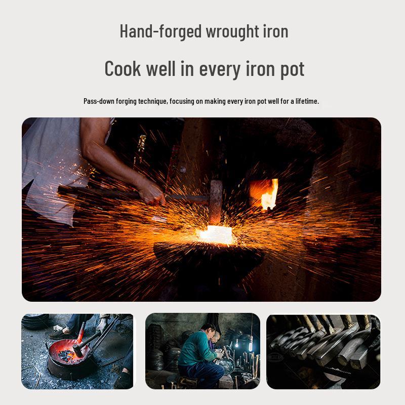 Zhangqiu Handgefertigter Antihaft-Eisen-Wok: 24CM Wok mit großem Bauch zum Pfannenrühren, für Gerichte, zum Schmoren & für Suppe.