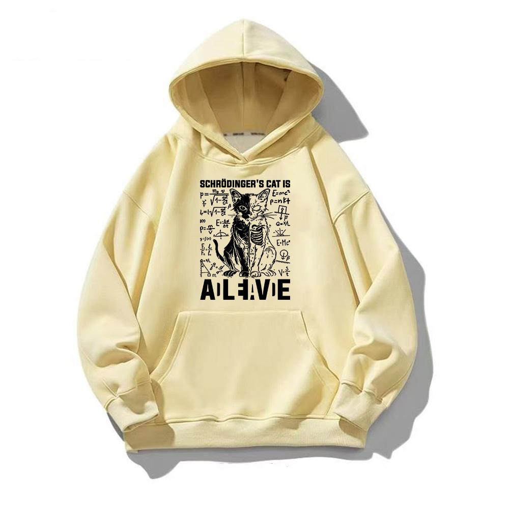 Schrödingers Katze Tot und Lebendig Physik Hoodie Herren Damen Ästhetische Sweatshirts Herbst Übergroße Pullover Kreativer Harajuku Hoodie