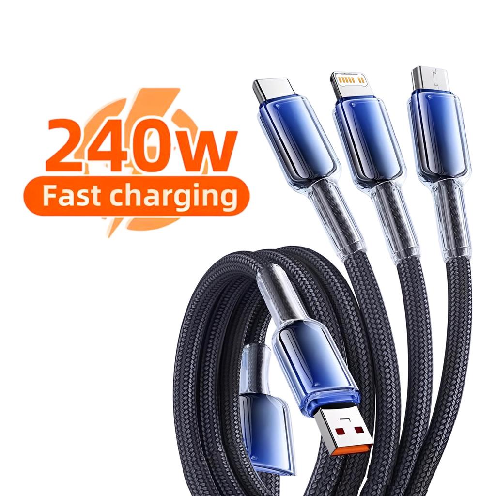3 in 1 Fast Charging Type C USB Cable Type C Usb Micro For Iphone Samsung Huawei Xiaomi Multi Port Multiple Charging Wire