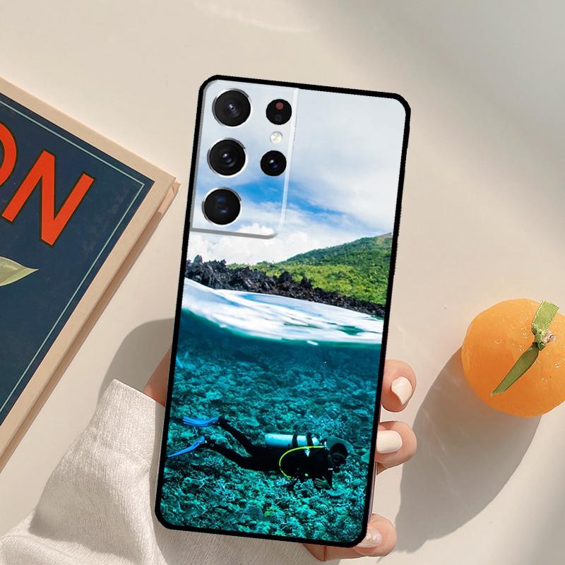 Scuba Diving Diver Phone Case For Samsung Galaxy S22 S23 S21 S20 FE Ultra S8 S9 S10 Plus Note 10 20 Ultra Cover