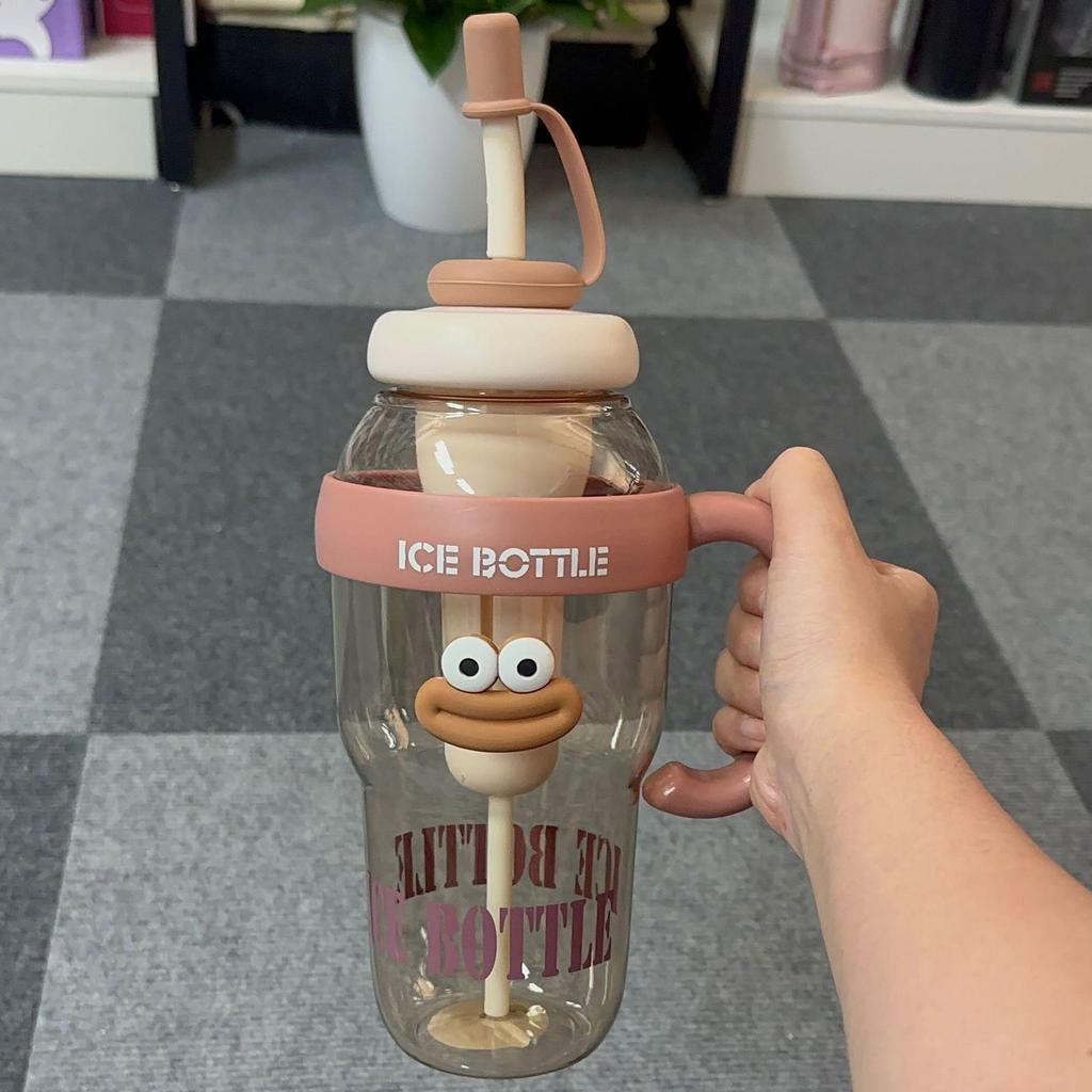Lucky Belly Jumbo Water Bottle with Tea Infuser, Straw, High-Value Handle, and Convenient Ice Holder