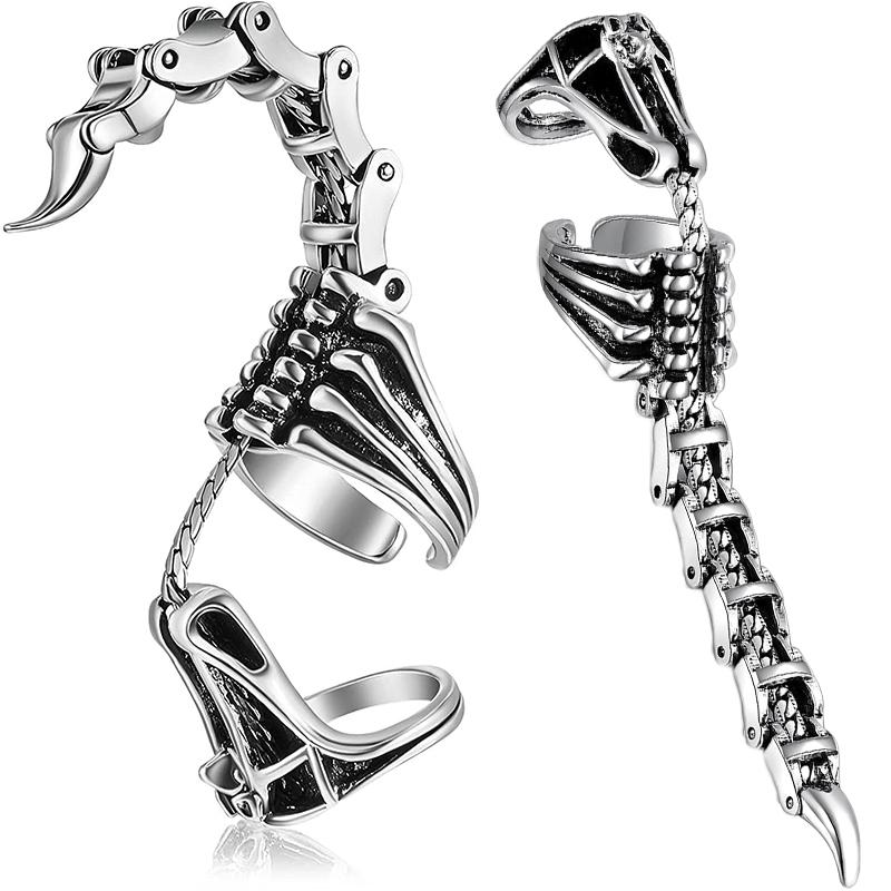 Verplaatsbare Schorpioen Ring Punk Sieraden Vingertop Speeltje Stressverlichting Vintage Gotische Rolpantser Knokkel Metaal Rock Volledige Vinger Ringen