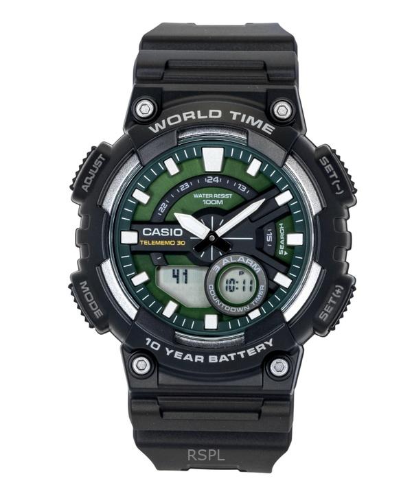 Casio Analog Digital Resin Strap Green Dial Quartz AEQ-110W-3A2V 100M Men s Watch