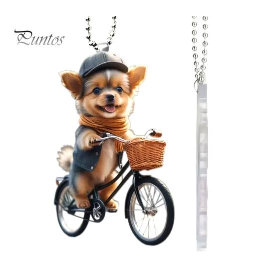 

Украшения для рождественской елки, реалистичный щенок, едущий на велосипеде, подвеска, 2D, плоская, с двойной печатью, акриловое подвесное украшение для елки, домашний декор B