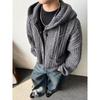 Men's Retro Chunky Knit Cardigan: Versatile Japanese Jacquard Sweater with Big Pockets.