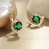 Purple Crystal Round Stone Earrings Trendy Multicolor Zircon Hoop Earrings Vintage Gold Color Wedding Earrings For Women Jewelry