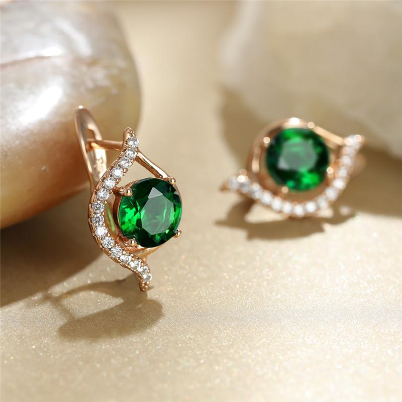 Purple Crystal Round Stone Earrings Trendy Multicolor Zircon Hoop Earrings Vintage Gold Color Wedding Earrings For Women Jewelry