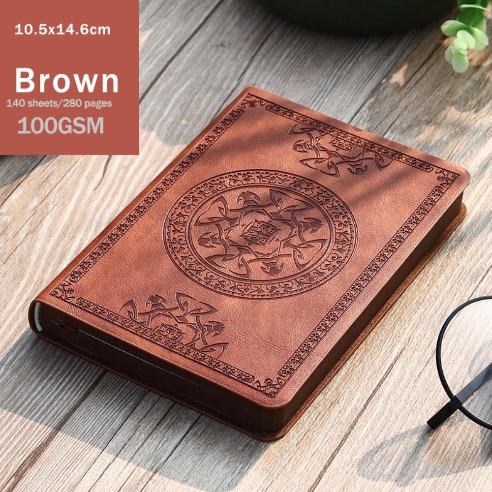 280 sidor tjock anteckningsbok - A6 Vintage PU-läder dagbok för skrivande, linjerad retro anteckningsblock, kontor & studentdagbok