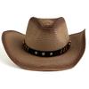 Spray Painted Denim Straw Hat Windproof Belt Accessories Western Cowboy Hat Outdoor Seaside Sun Protection Beach Hat