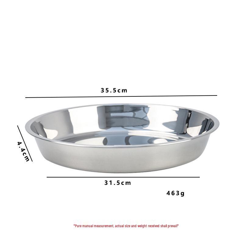 Food-Grade Stainless Steel Multi-Purpose Plate: Ideal for Soup, Dinner, Fruit, Steaming, and Household Use.