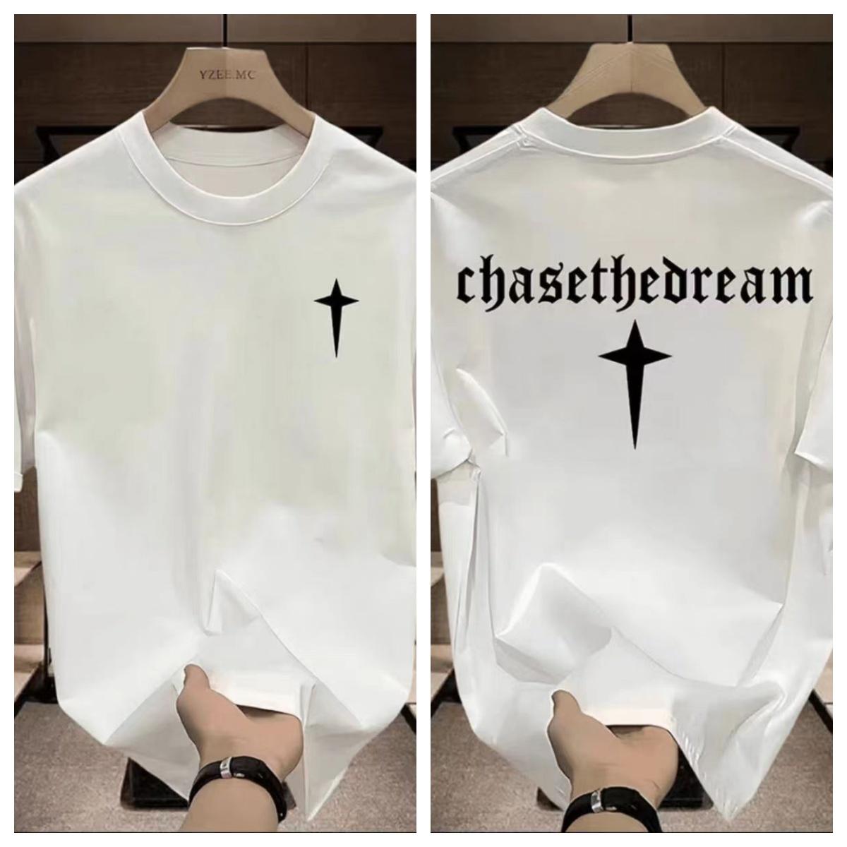 

High Quality Summer New Heavy Cotton American Short Sleeve T-shirt Trend Print Round Neck Loose Half Sleeve Ins Top T Shirts 4XL