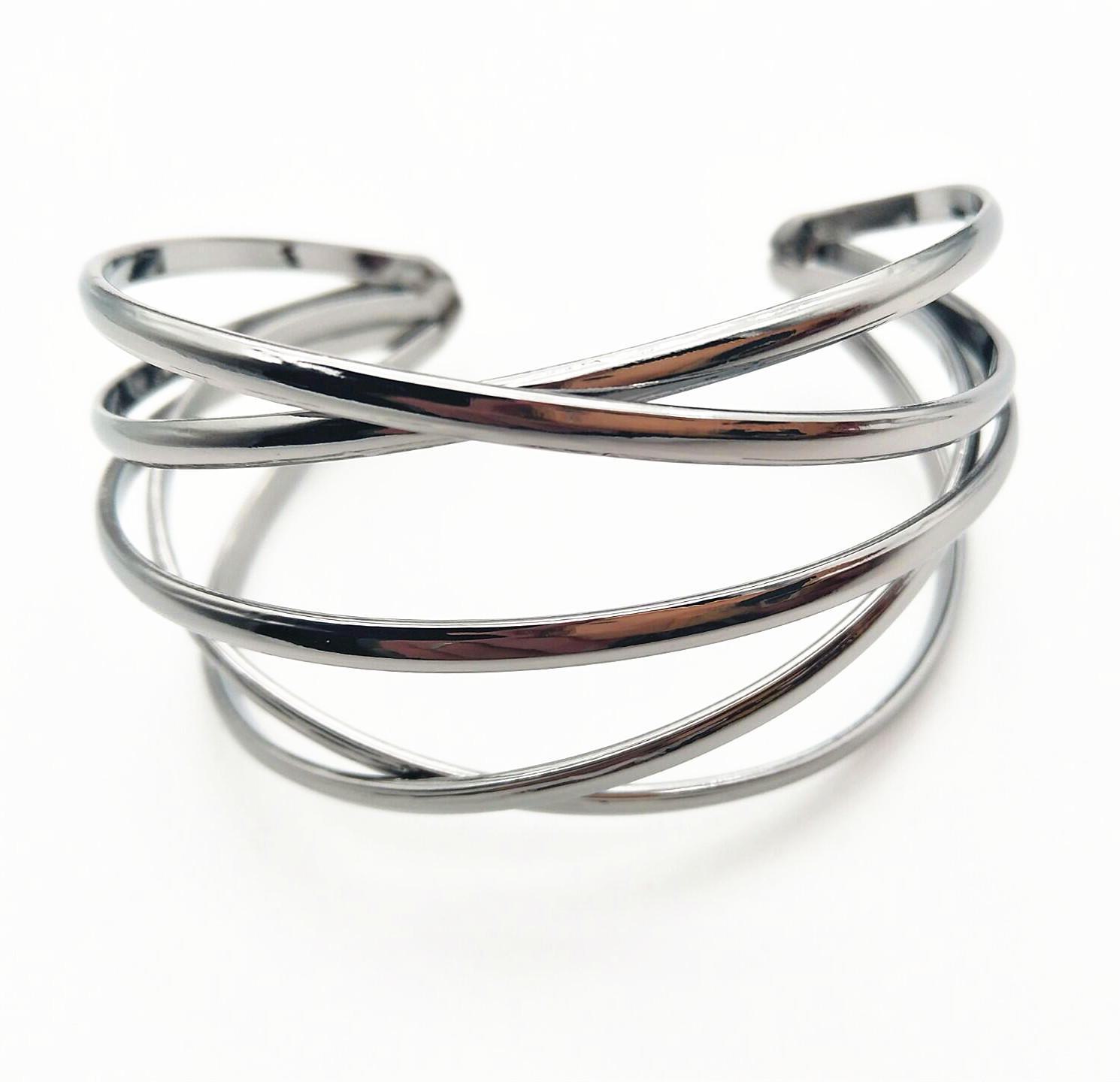 Европейский и американский хит продаж ретро металлический C-образный полый браслет black чёрный