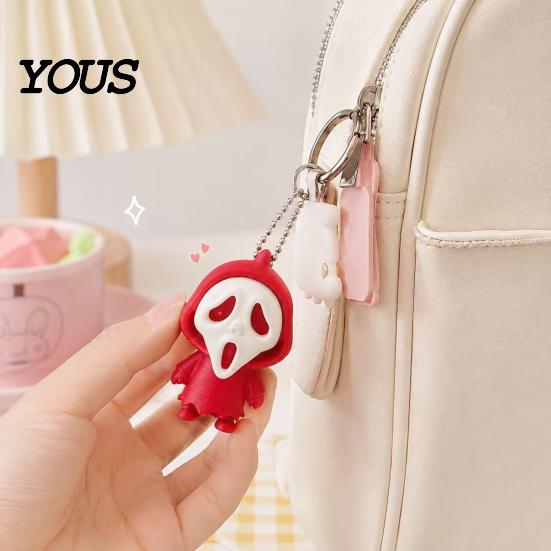 Schoolbag Purse Bag Charm Mini Screaming Skeleton Keychain Pendant, 3D Printed Halloween Spooky Decor Hanging Decor, Backpack Accessories Pendant
