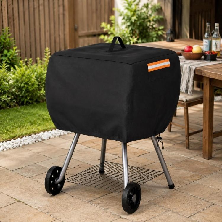 Drawcord Barbecue Cover for Cookers with 420D Fabric, Packable Construction, and Carry Handle to Reduce Dust and Everyday Debris During Storage