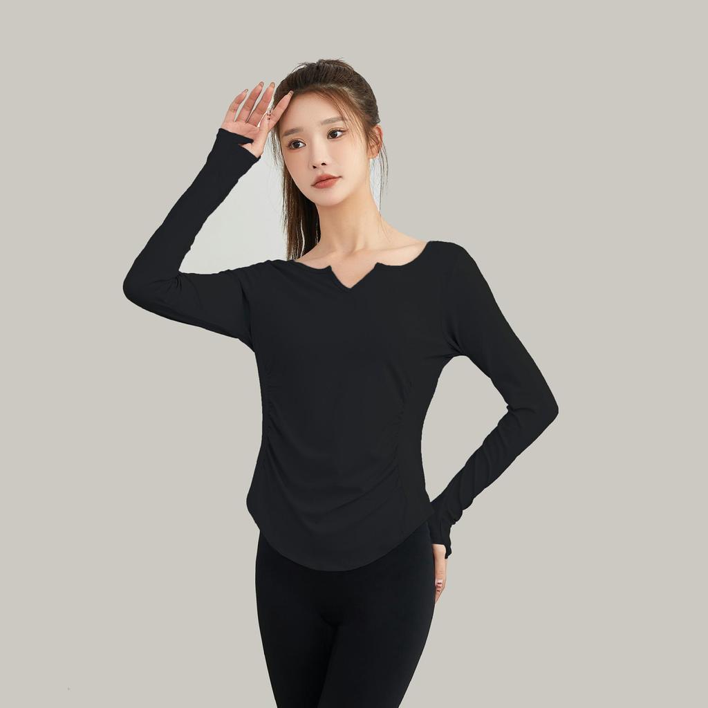 Damen Slim Fit Schnelltrocknendes Yoga-Top - Langärmliger Casual Überwurf für Herbst/Winter Fitness