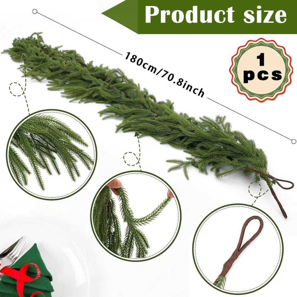 Nofox Rattan Pine Needle Christmas Wreath Decoration