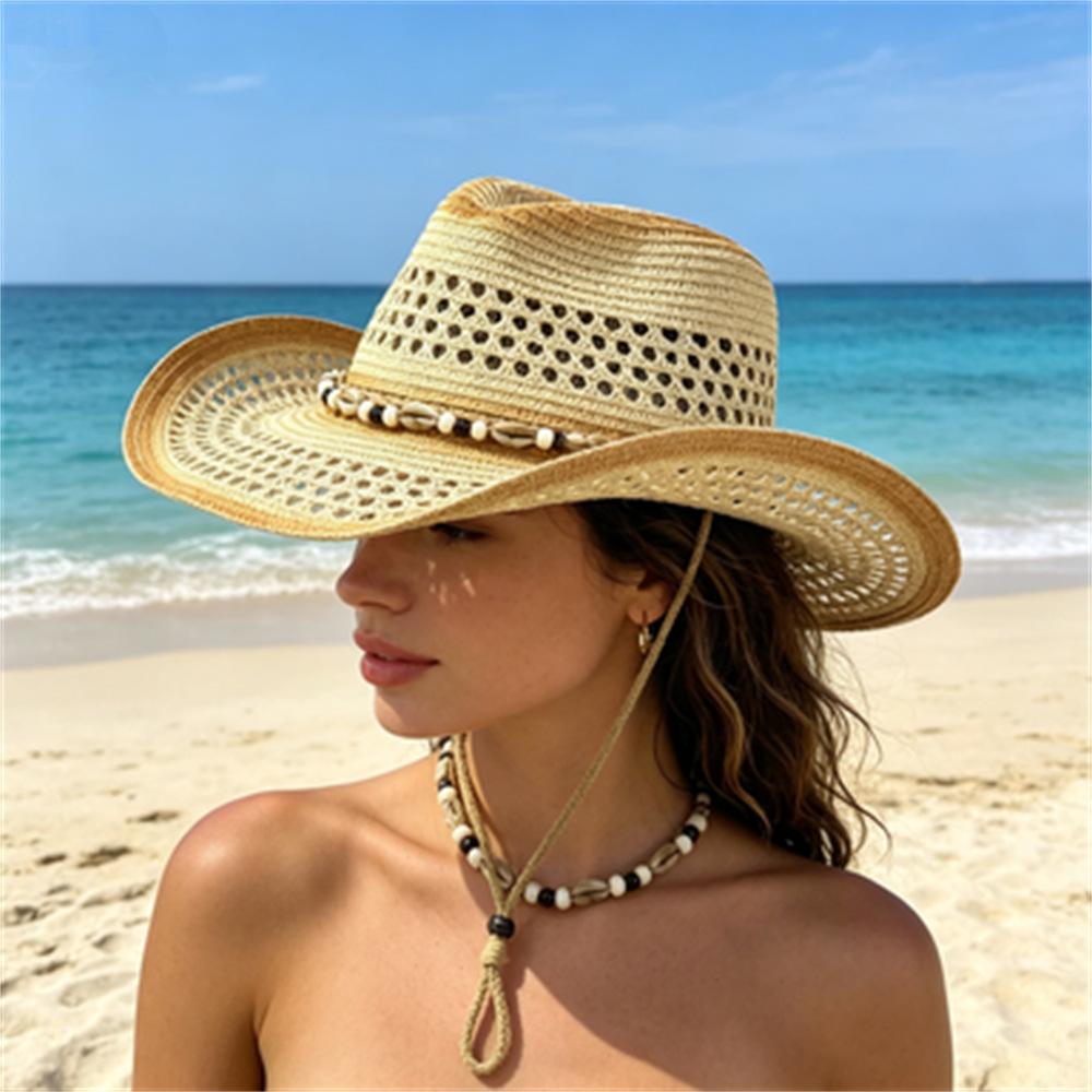 European and American accessories, western cowboy hat, retro ethnic style jazz hat, spring and summer men's and women's sunscreen hollow sun hat