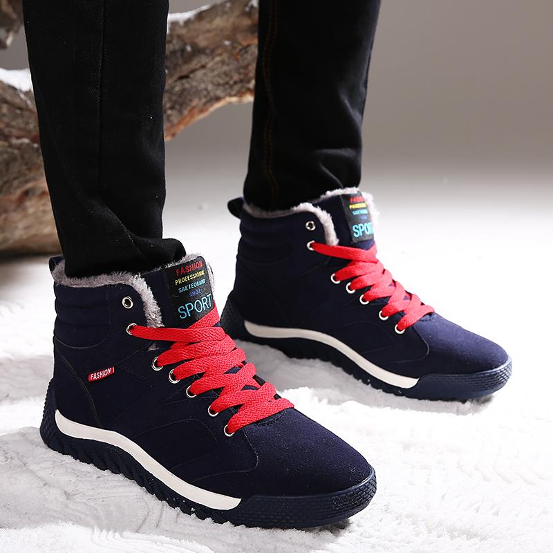 Brand Winter Boots Men Outdoor Plush Warm Snow Boots Plus Size Male Fashion Hiking Boots Non-slip Cotton Shoes 2025 New Design