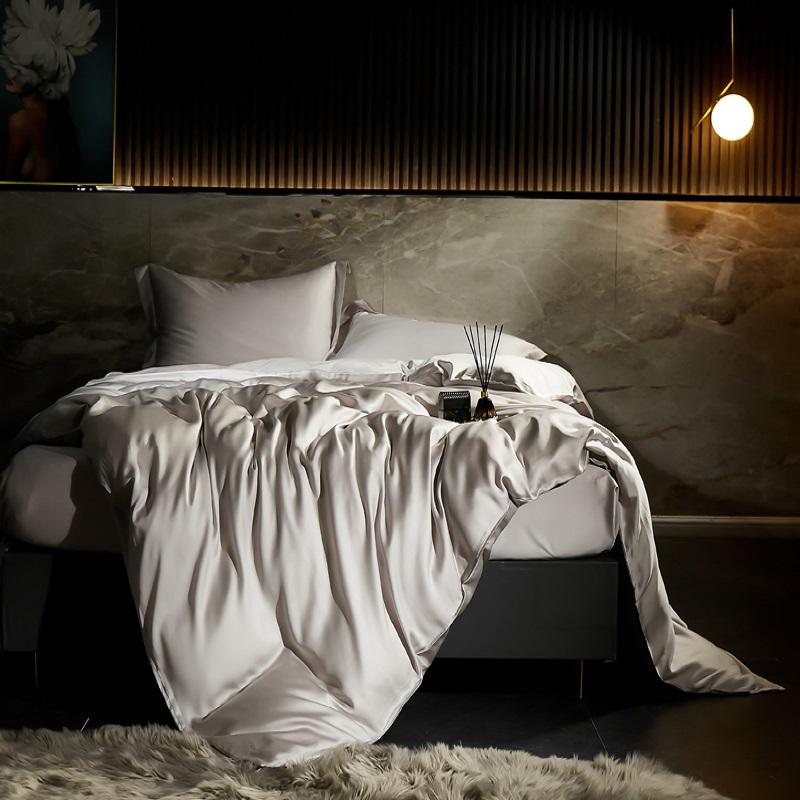 

600TC Lyocell Bamboo Fiber Silky Cool Feeling Bedding Set Single Double Queen King Size Duvet Cover Bed Sheet Set Pillowcases Flat Bed Sheet&Single 150X200 3pcs