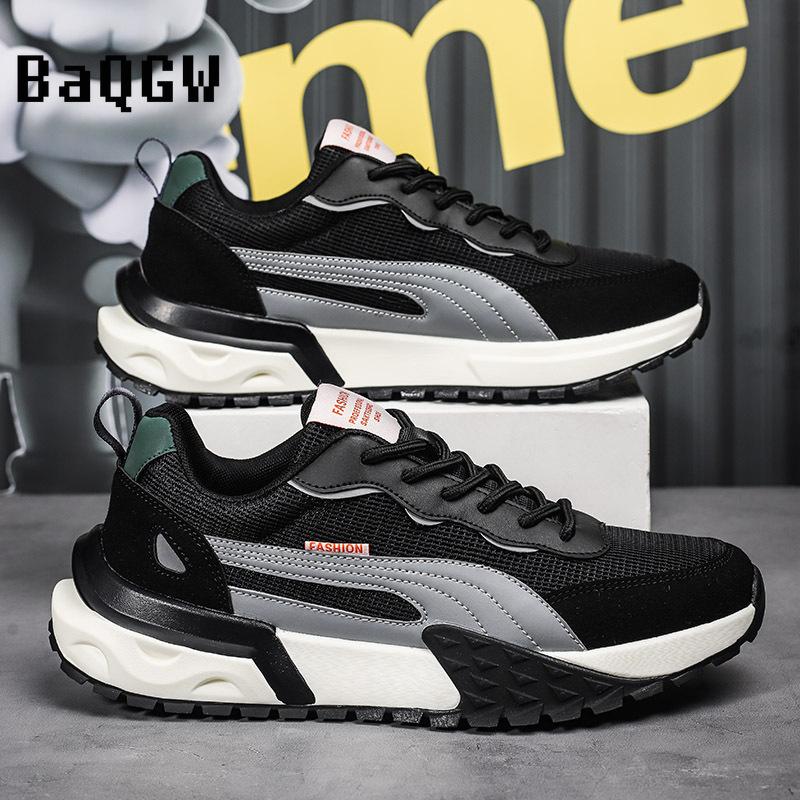 Men's Casual Sneakers Designer Mesh Vamp Breathable Fashion Sport Running Shoes Outdoor Patchwork Comfortable Lace-up Luxury