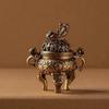 Mini Kirin Antigo Incensário de Três Pernas Leão Ornamento de Aromaterapia Pequeno Esculpido Bronze Sólido