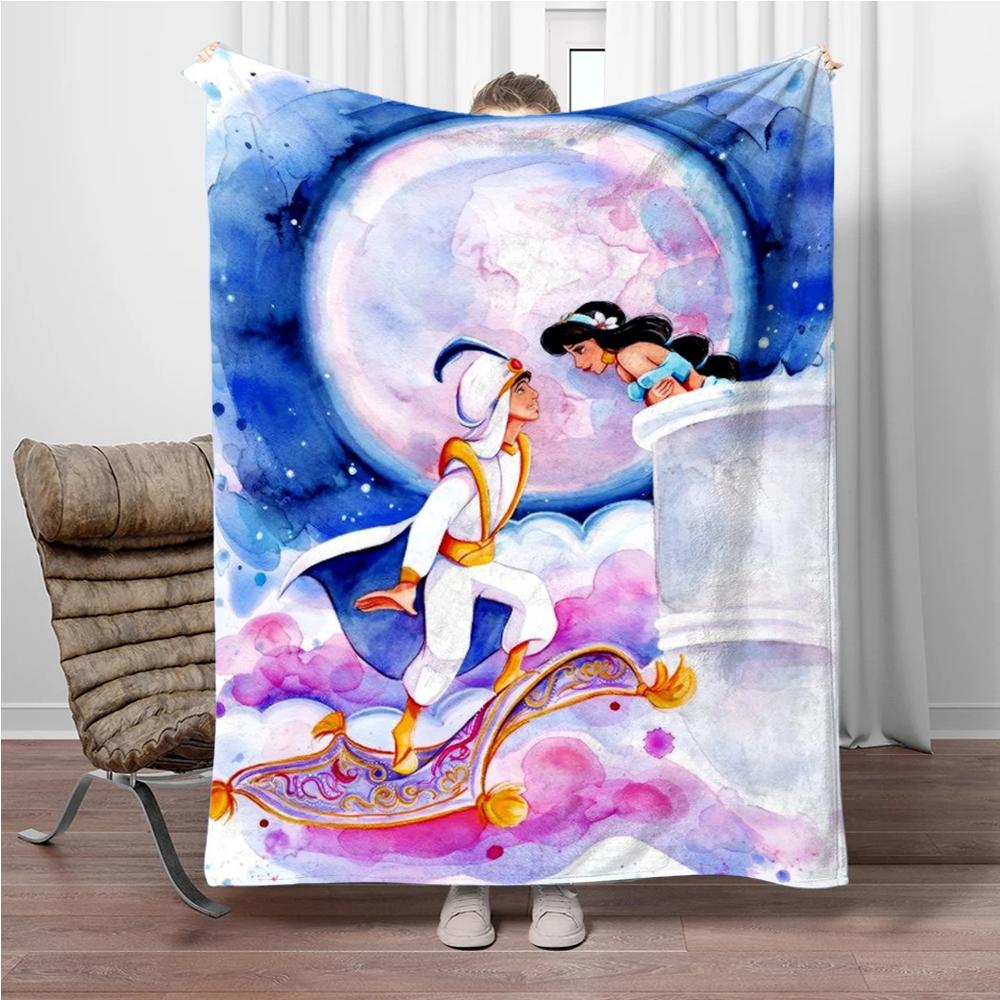 Aladdin Cartoon Princess Jasmine Children Warm Soft Blankets for Sofa Bed Cover Blanket Suitable for Birthday Souvenir Gifts