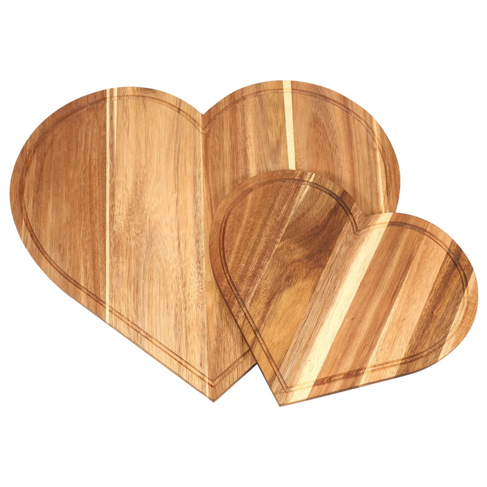 

2Pcs Heart Shaped Wood Plate Candy Dessert Charcuterie Board Cheese Cake Snack Fruit Tray Tableware Kitchen Accessories