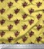 Soimoi Green Poly Crepe Fabric Geometric & Rose Floral Printed Fabric 1 Yard 42 Inch