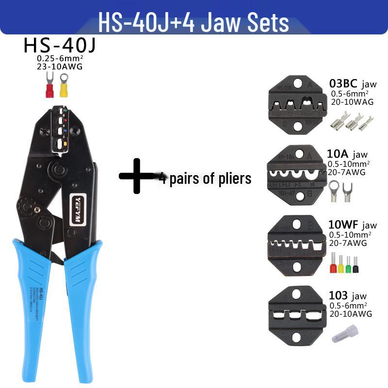 40J/03BC European Ratcheting Crimping Pliers for Pre-insulated, O-type, and U-type Terminals