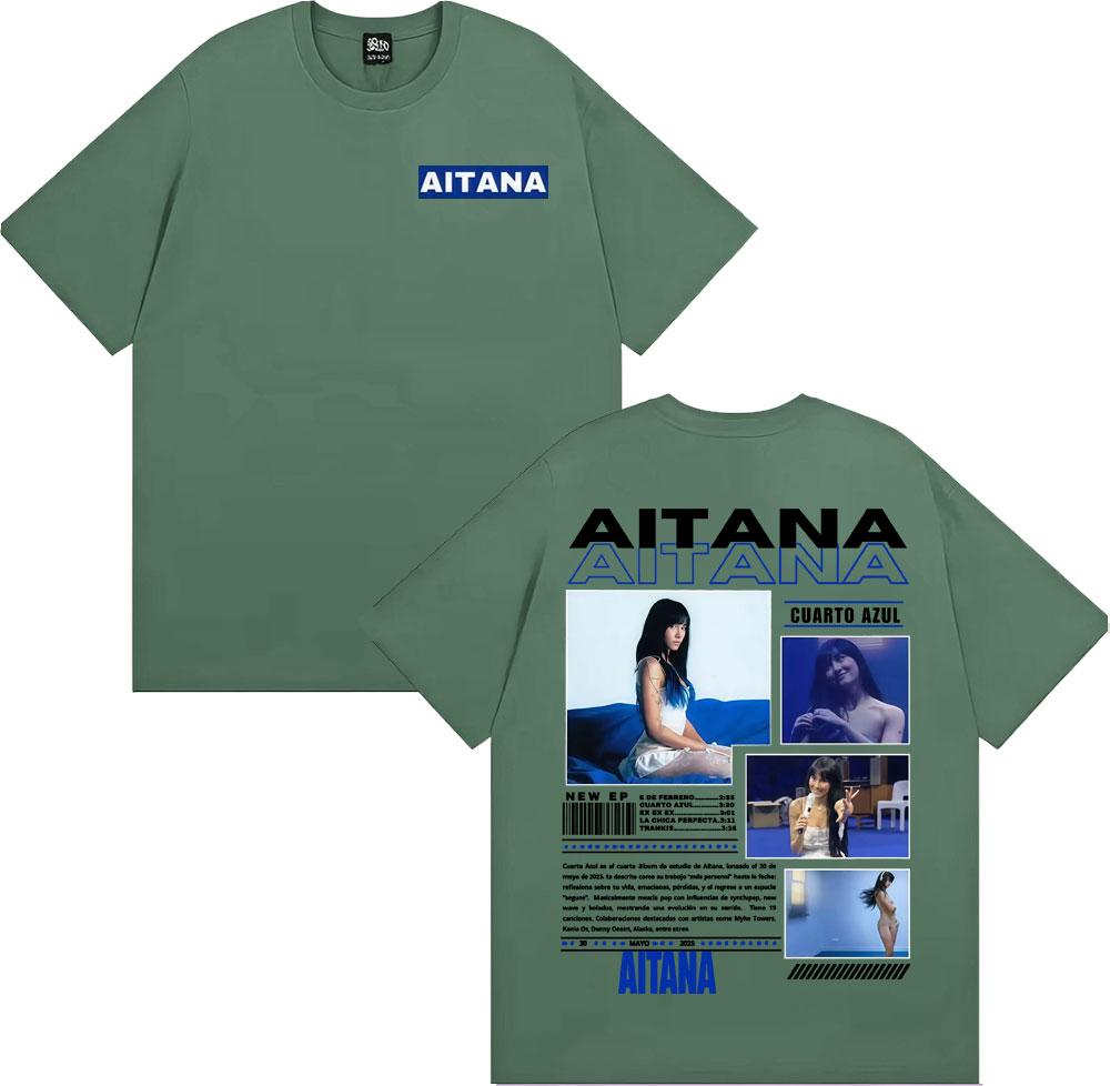 

Singer Aitana Cuarto Azul Album 2025 Tour T Shirt Unisex Womens Fashion Aesthetic Short Sleeve Tshirts Casual 100 Cotton Tshirt 4XL