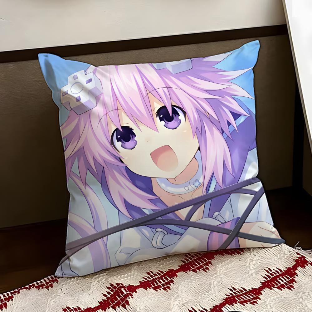Hyperdimension Neptunia Cute Cushion Cover Reversible Soft Durable Pillow Cover Home Car MultiScene Use for Daily Comfort