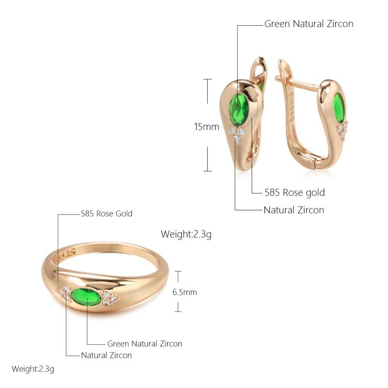 Fashion Earrings Ring Sets For Women Emerald Oval Cut Natural Zircon With  Rose Gold Luxury Daily Fine Jewelry Sets
