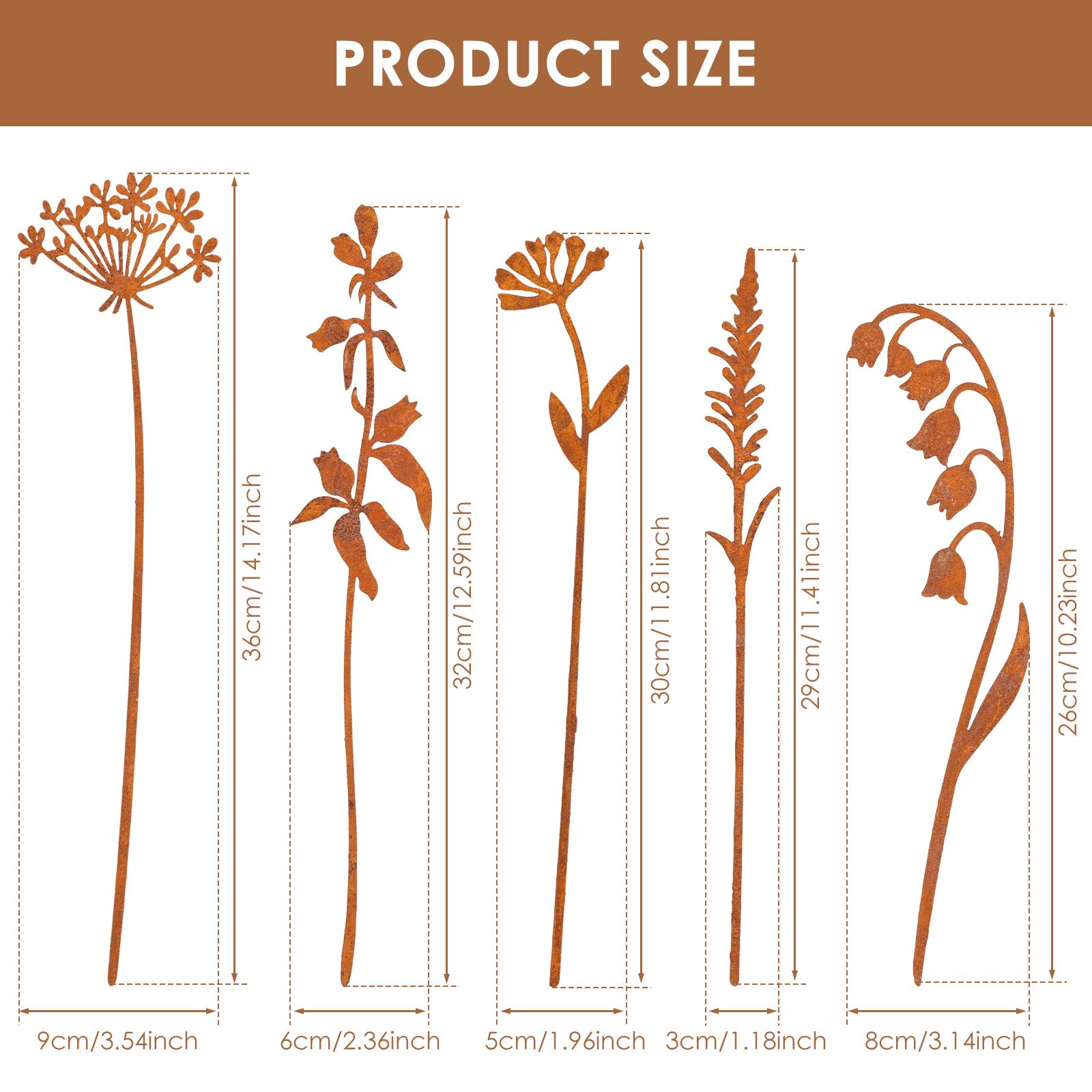 

5 Pcs Garden Stake Metal Plant Decorative Ground Stakes Garden Wrought Tron Decoration for Yard Art Outdoor Lawn Porch Pathway