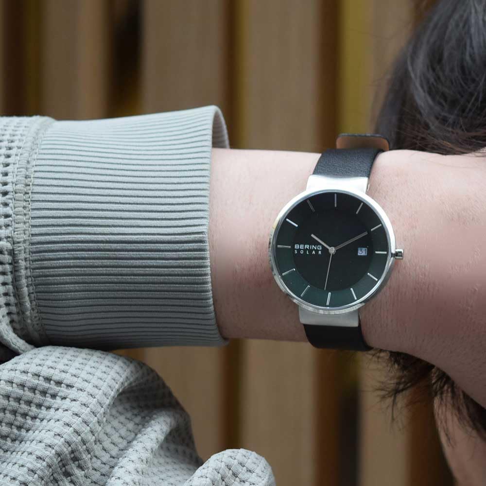 BERING Men's & Women's (Unisex) Solar Watch, Deep Green, 14639-409, Scandinavian Design, Danish, Simple, Cool, Cute, Scratch-Resistant,