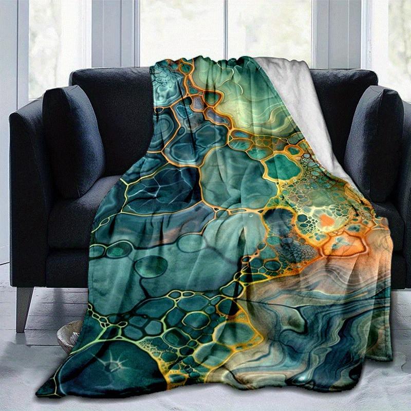 

1pc Marble Pattern Printing Lightweight Flannel Blanket, Comfortable and Warm Blanket, for Camping Sofa Bed and Couch Office, Gift 100x150cm